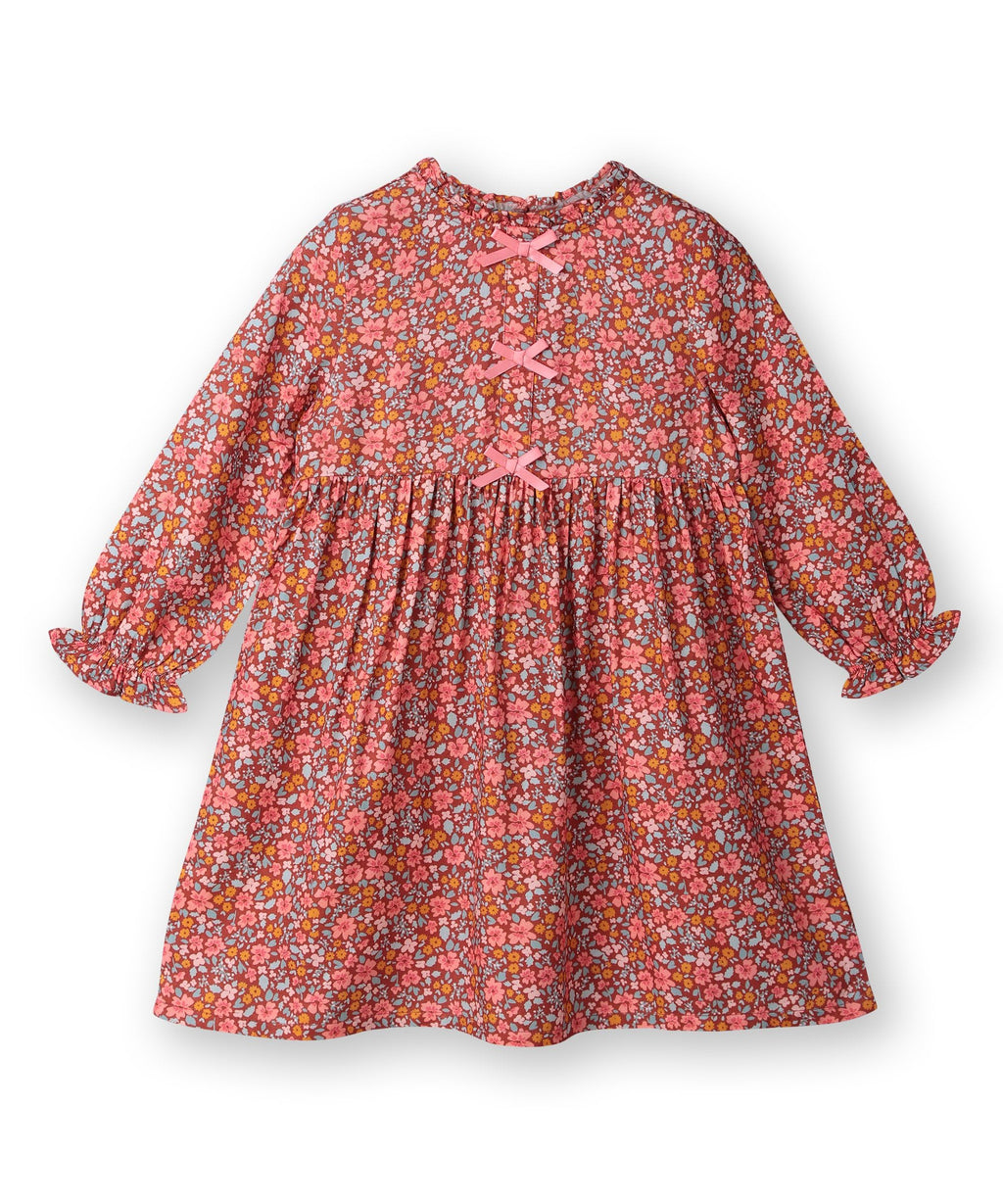 Bow detail fit and flare dress Rust