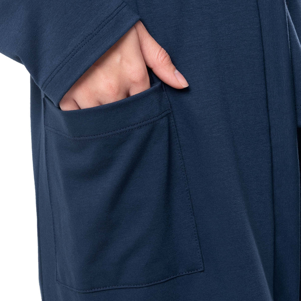 Fruit of the Loom Women's Breathable Tank Top, Pant, and Cardigan Sleep Set, Midnight Blue, Medium