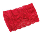 Stretch Lace Headbands: Wide Turban Headwraps and Yoga Headbands for Women (Red, One Size)