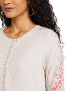 W Light Pink Floral Printed Regular Kurta for Women
