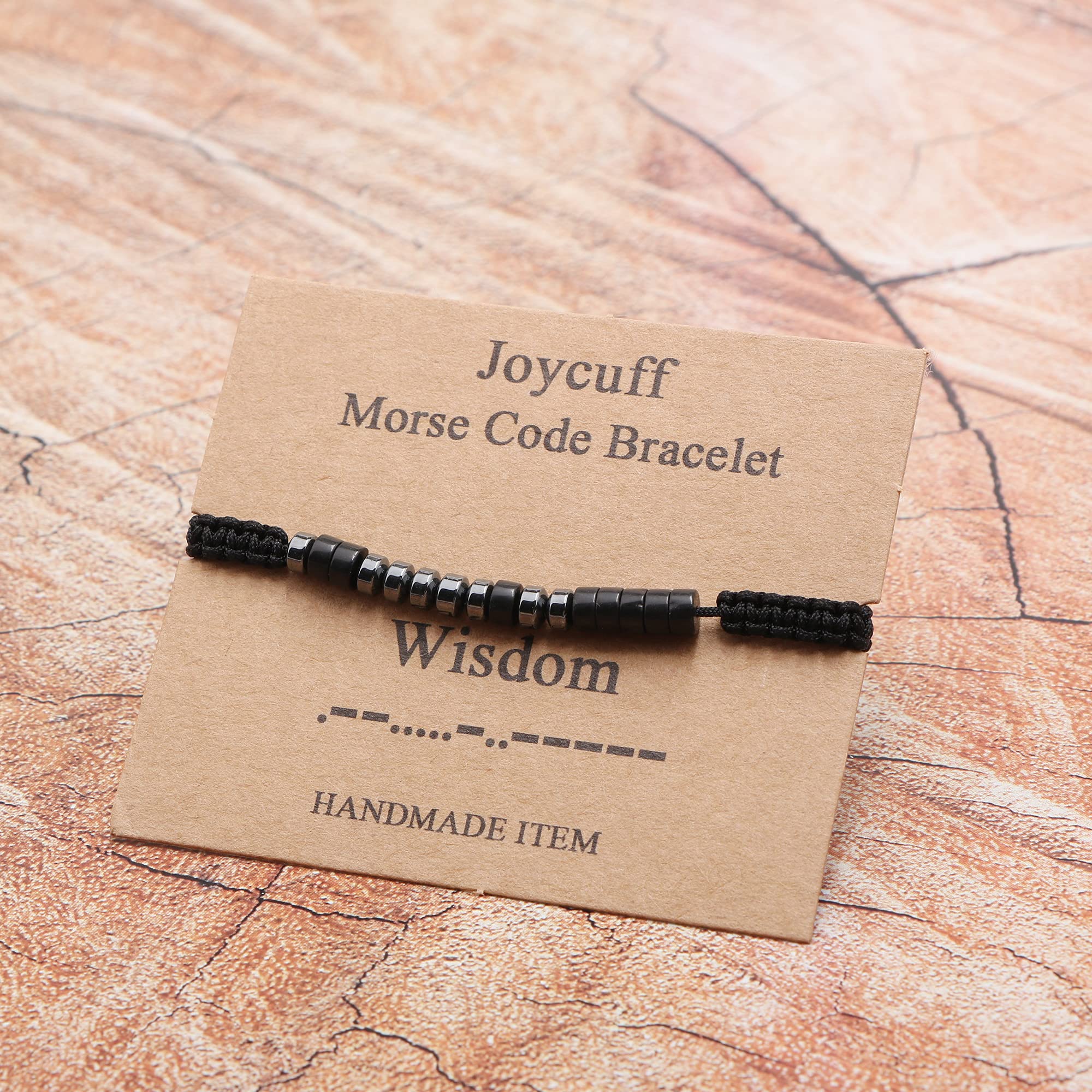 JoycuFF Wisdom Morse Code Bracelets for Women Men Handmade Silk Wrap Strand Jewelry Unique Trendy Christmas Thanksgiving Day Gif