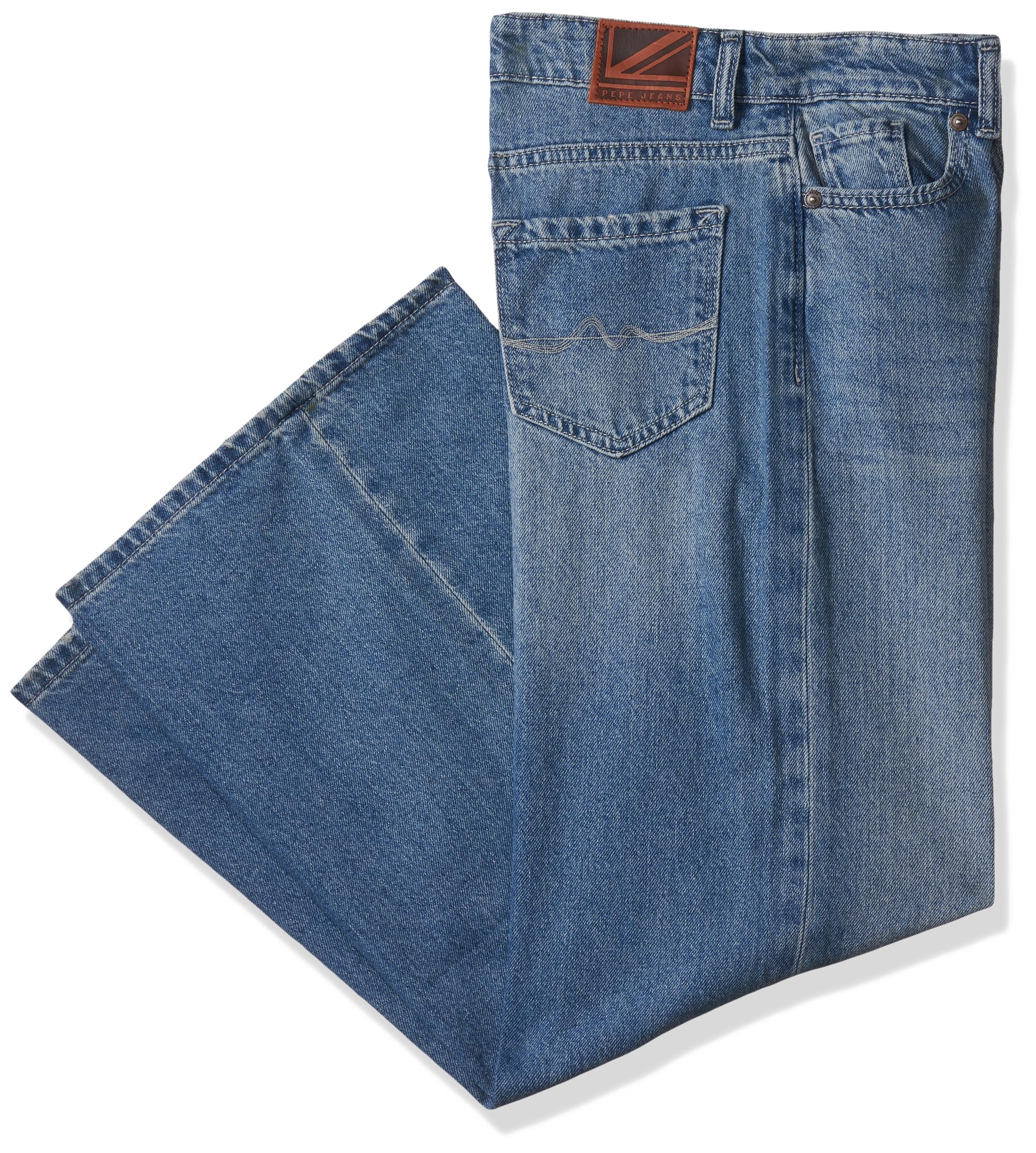 Pepe Jeans Women High Rise Wide Leg Fit Jeans Med Used, Blue, 34