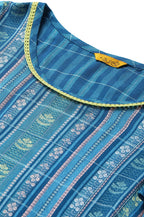 Aurelia Women Viscose Rayon Seaport Dobby Floral Yarn Dyed Straight Kurta