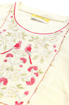 Aurelia Women Off White Viscose Zari Solid Yarn Dyed Straight Kurta