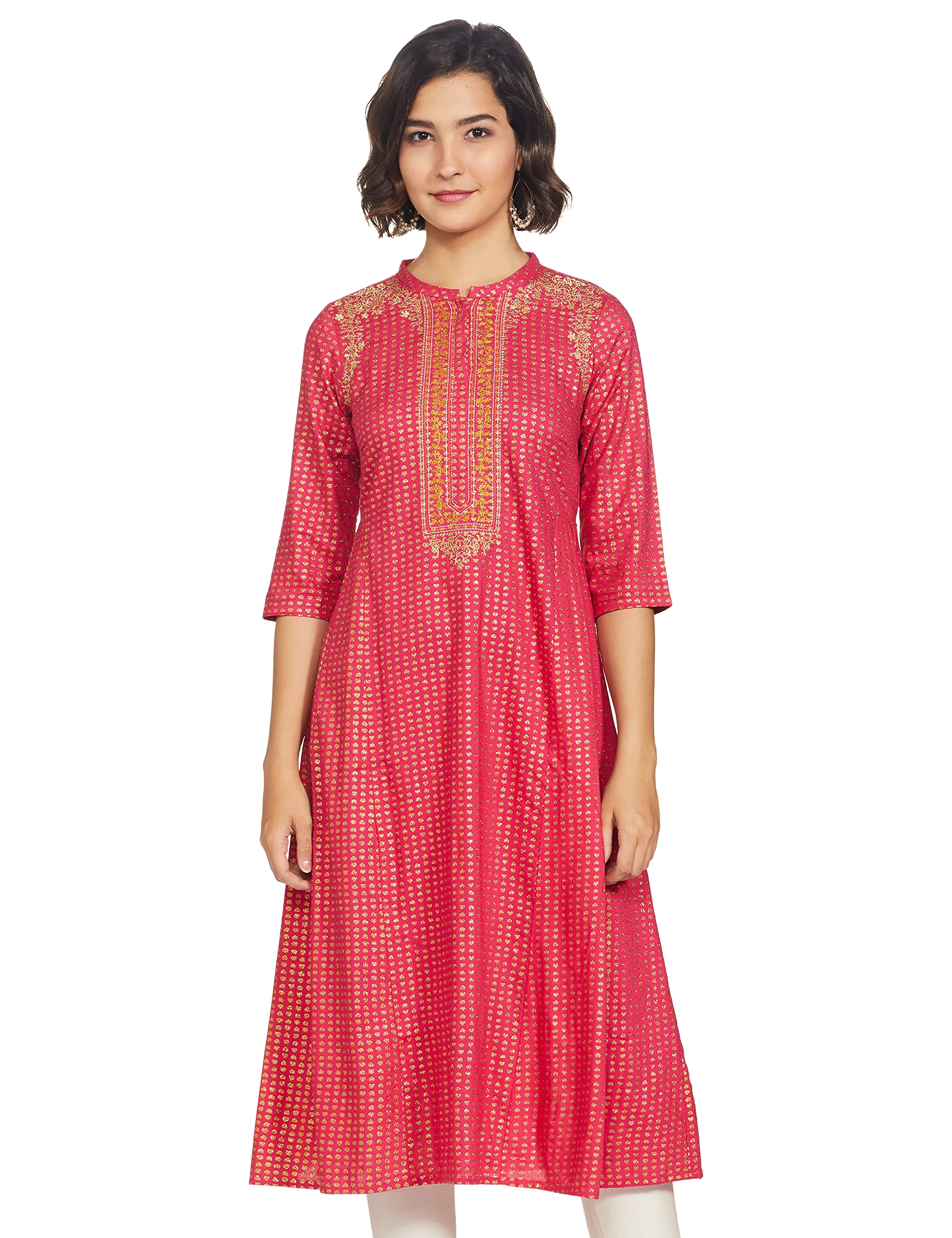 Aurelia WomenS Viscose Solid Dress (21Sfa12323-50422_Pink_L)