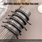 Gifts for Boyfriend Morse Code Bracelets for Men Boyfriend I Love You Gifts for Him Long Distance Black Braided Leather Bracelet