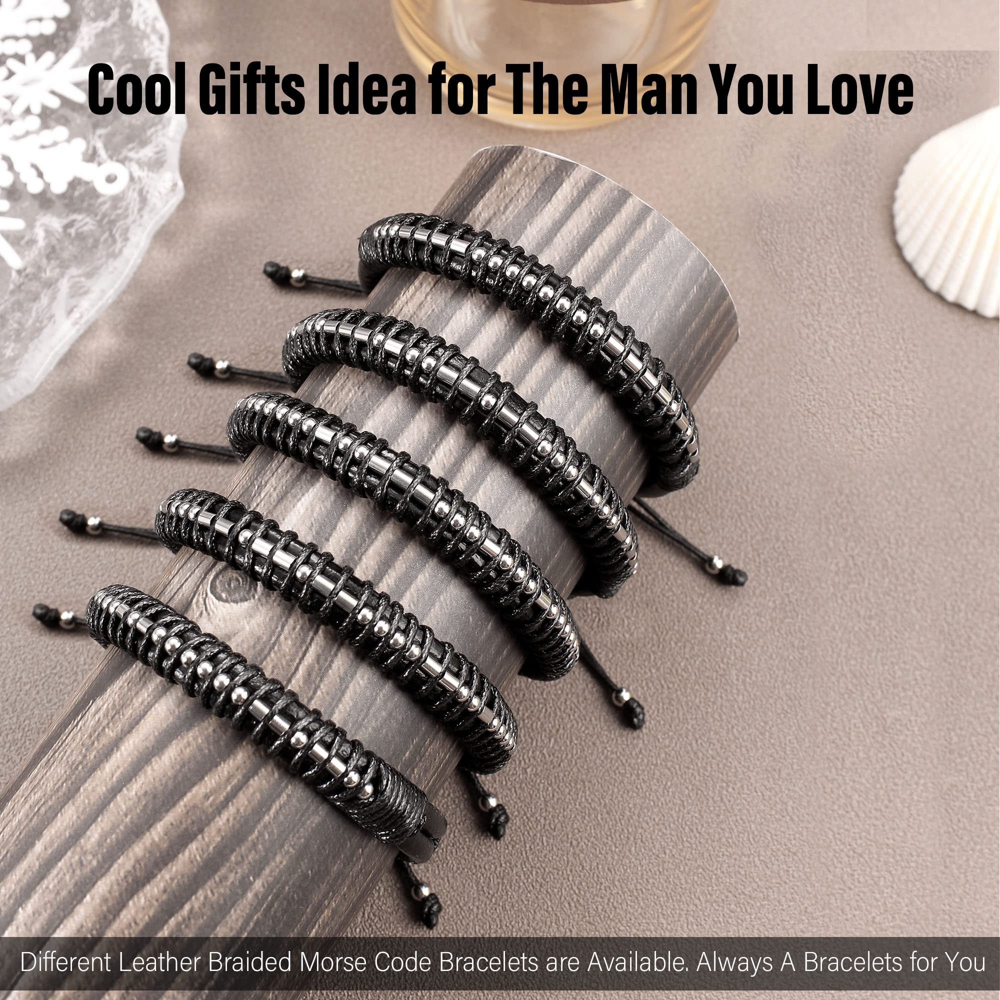 Btysun Valentines Gifts for Teens, Stocking Stuffers for Teens Gifts for Son Mens Bracelets Morse Code Bracelet I Love You Gifts