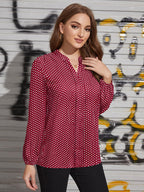 TOOCHKI Womens Polka Dots Regular Fit TOP (TOOCHKI117-TP_Maroon