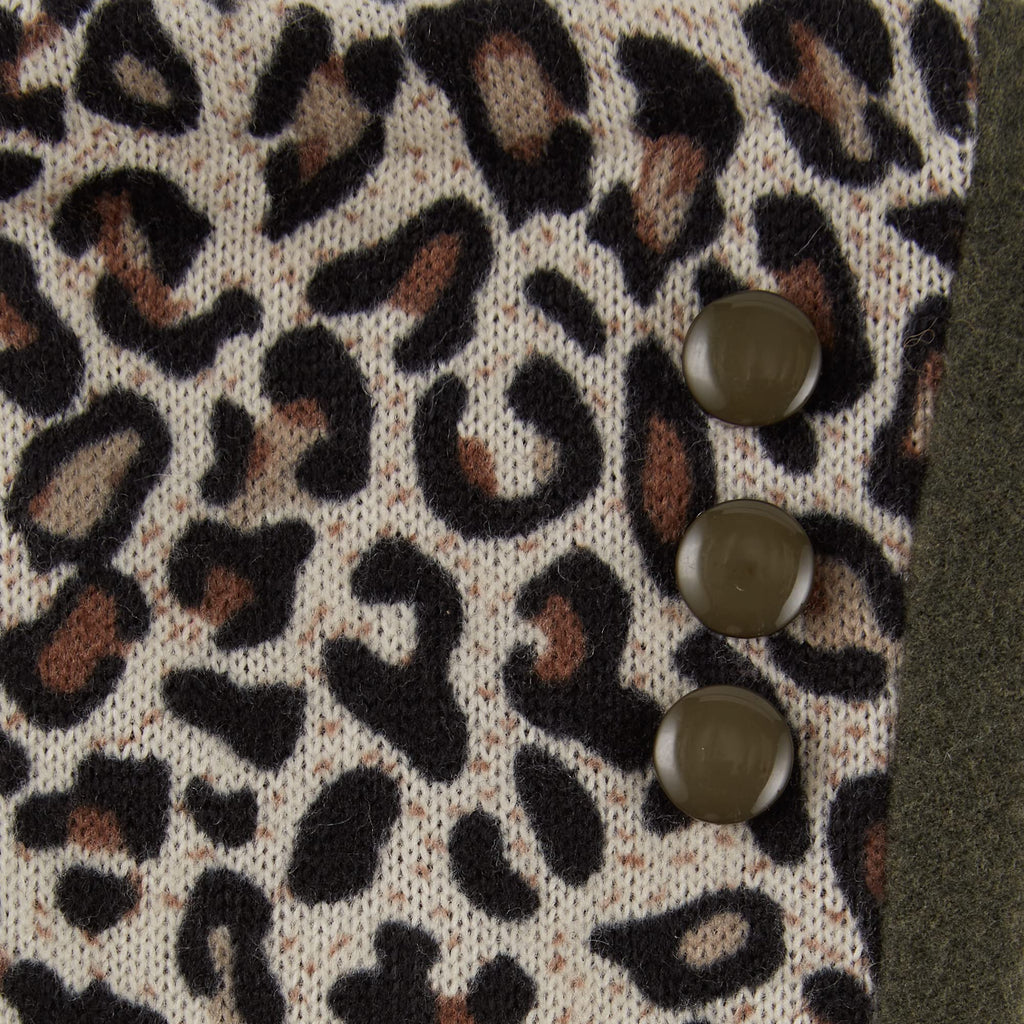 LEOPARD BUTTON GLOVES - GREEN
