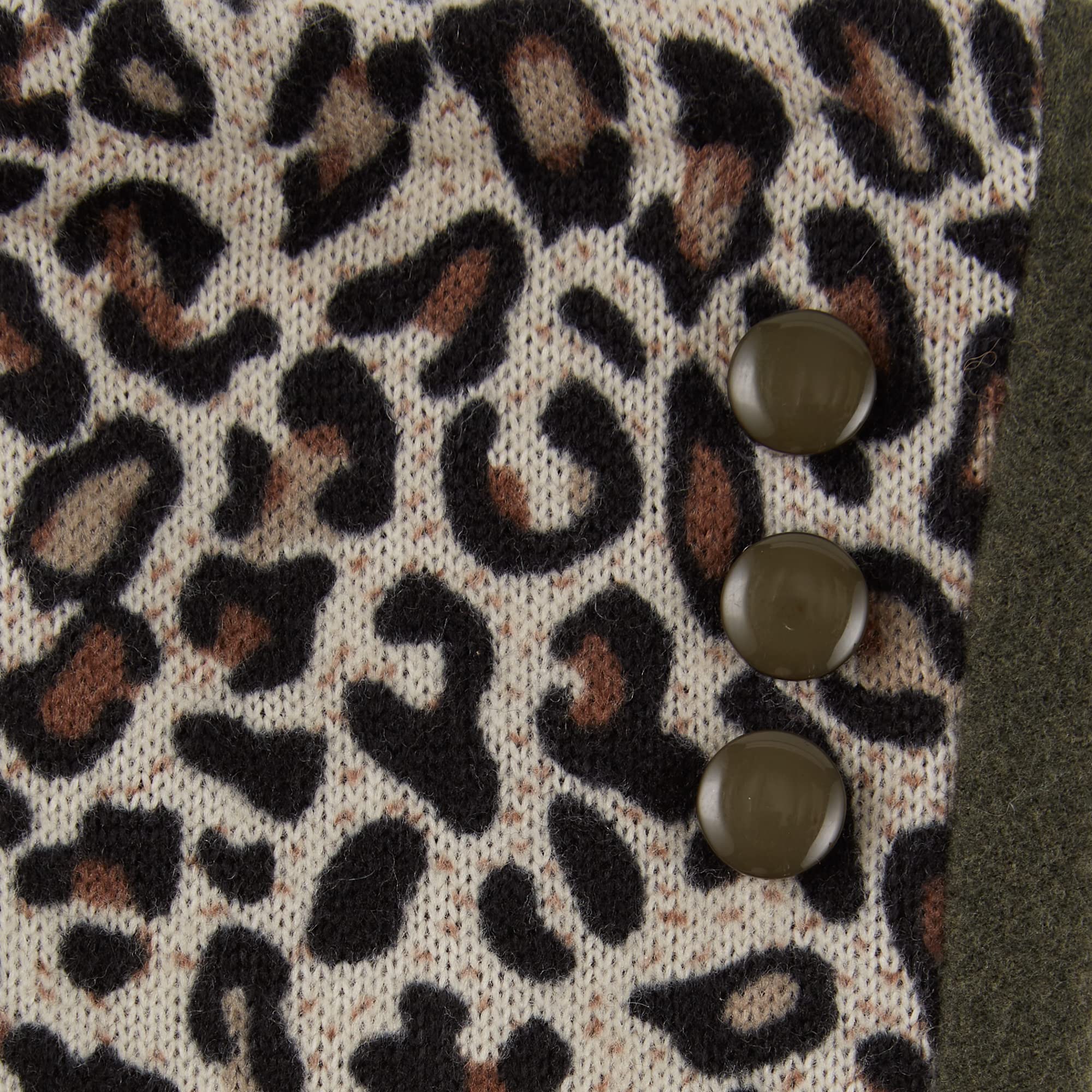 LEOPARD BUTTON GLOVES - GREEN