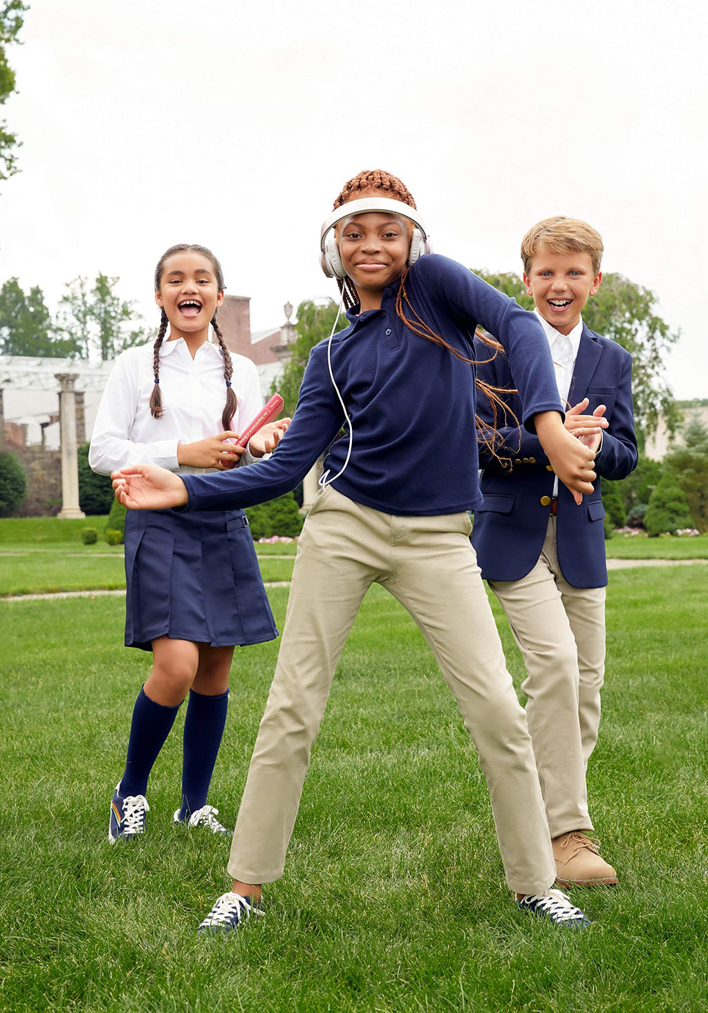 French Toast girls Uniform Long Sleeve With Picot Collar (Standard & Plus) Polo Shirt, Navy, 10 12 US