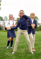 French Toast girls Uniform Long Sleeve With Picot Collar (Standard & Plus) Polo Shirt, Navy, 10 12 US