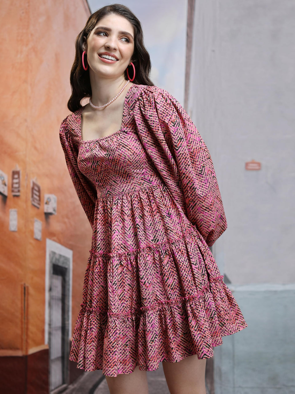 Ketch WomenS Polyester Fit And Flare Mini Dress (Khj6000575_Pink