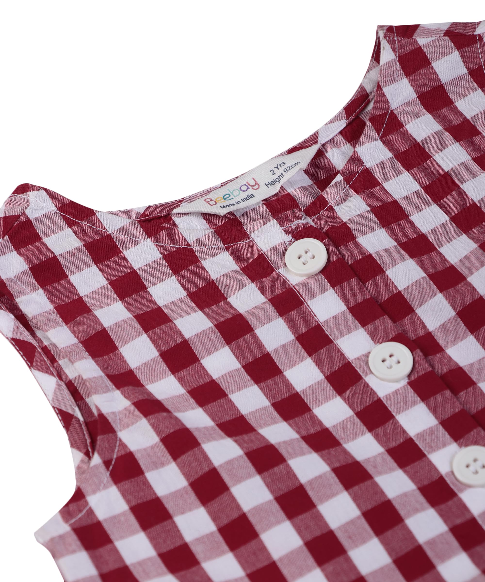 Beebay Kids Girls Y/d Check Button Through Dress Red