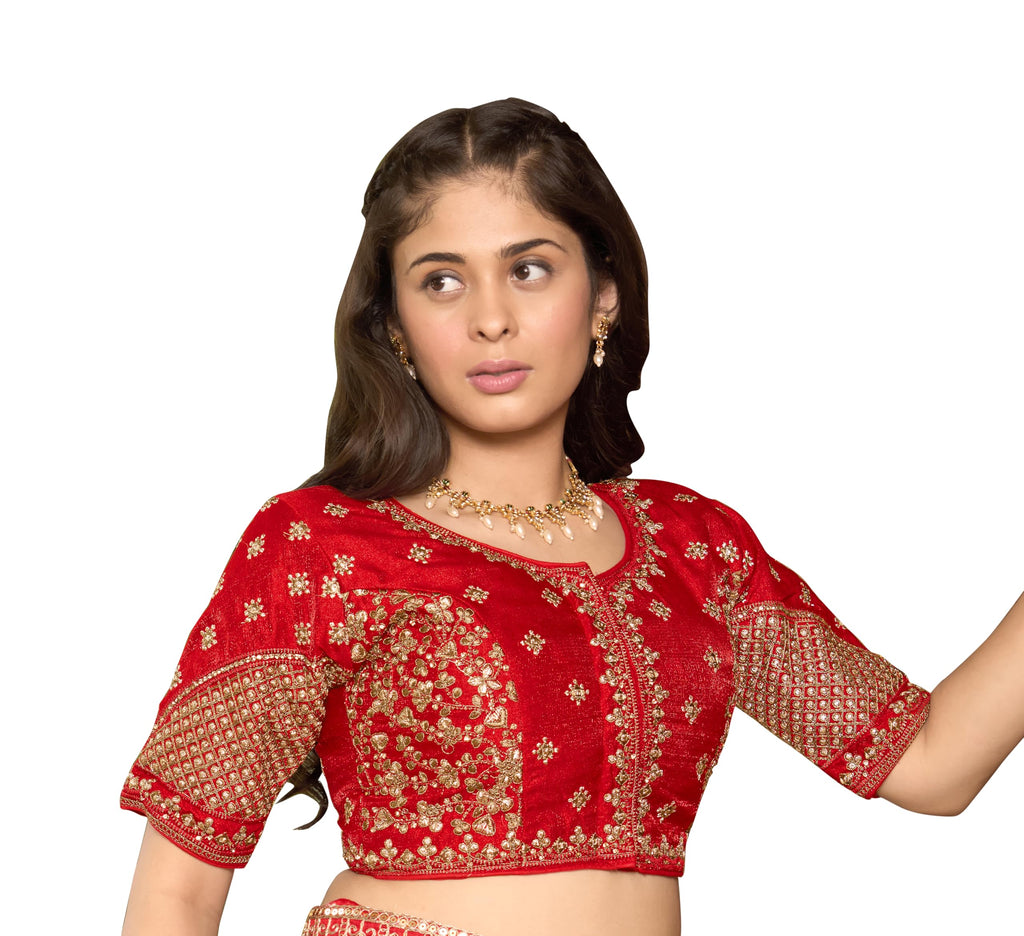 Pujia Mills WomenS Readymade Blouse Multi Golden Codding Sequence Embroidery Work Indian Ethnic Designer Stitched Readymade Sar