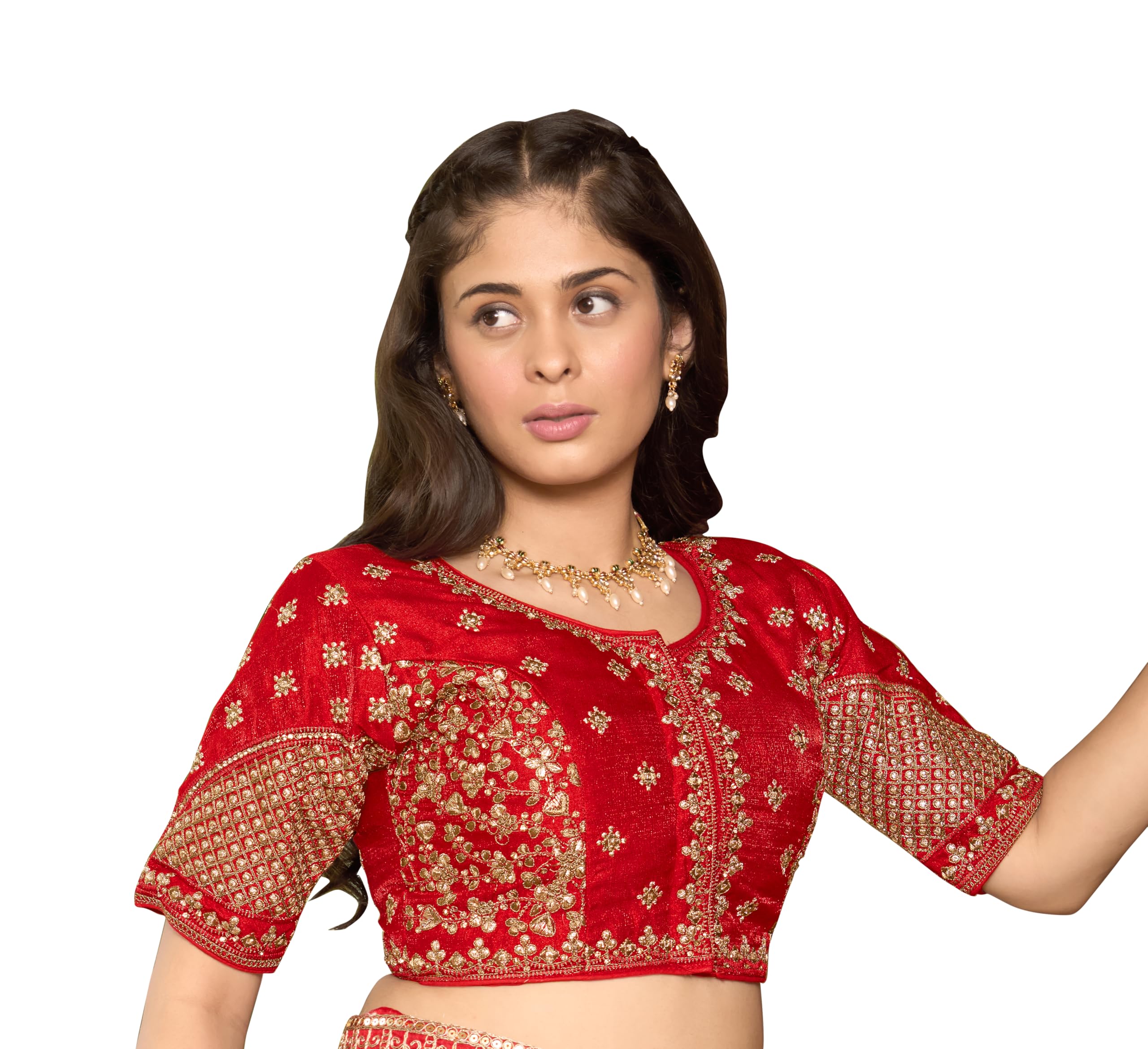 Pujia Mills WomenS Readymade Blouse Multi Golden Codding Sequence Embroidery Work Indian Ethnic Designer Stitched Readymade Sar