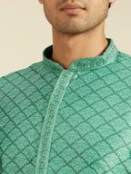 Diwas By Manyavar MenS Art Silk Self Design Kurta (Green,Xxl)