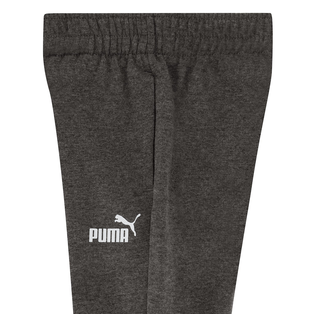 PUMA Boys' Core Logo Jogger, Side Seam Pockets, Elastic Waistband, Pull On Pant, Charcoal Grey, 4