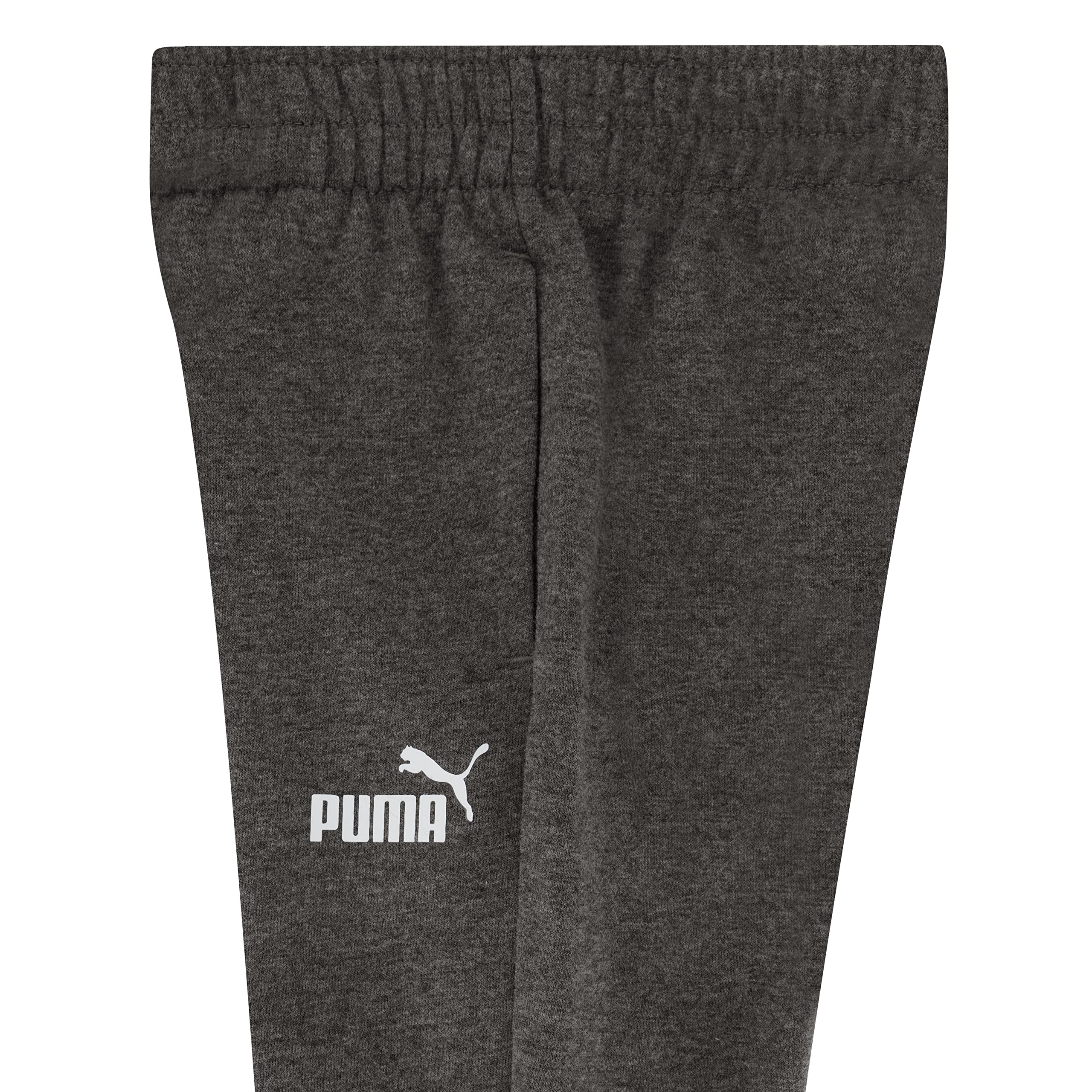 PUMA Boys' Core Logo Jogger, Side Seam Pockets, Elastic Waistband, Pull On Pant, Charcoal Grey, 4