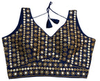 Pujia Mills Womens Readymade Blouse Sleeveless Blouse Embroidery jari Work Mirror Blouse Handwork Readymade Saree Blouse for Wo