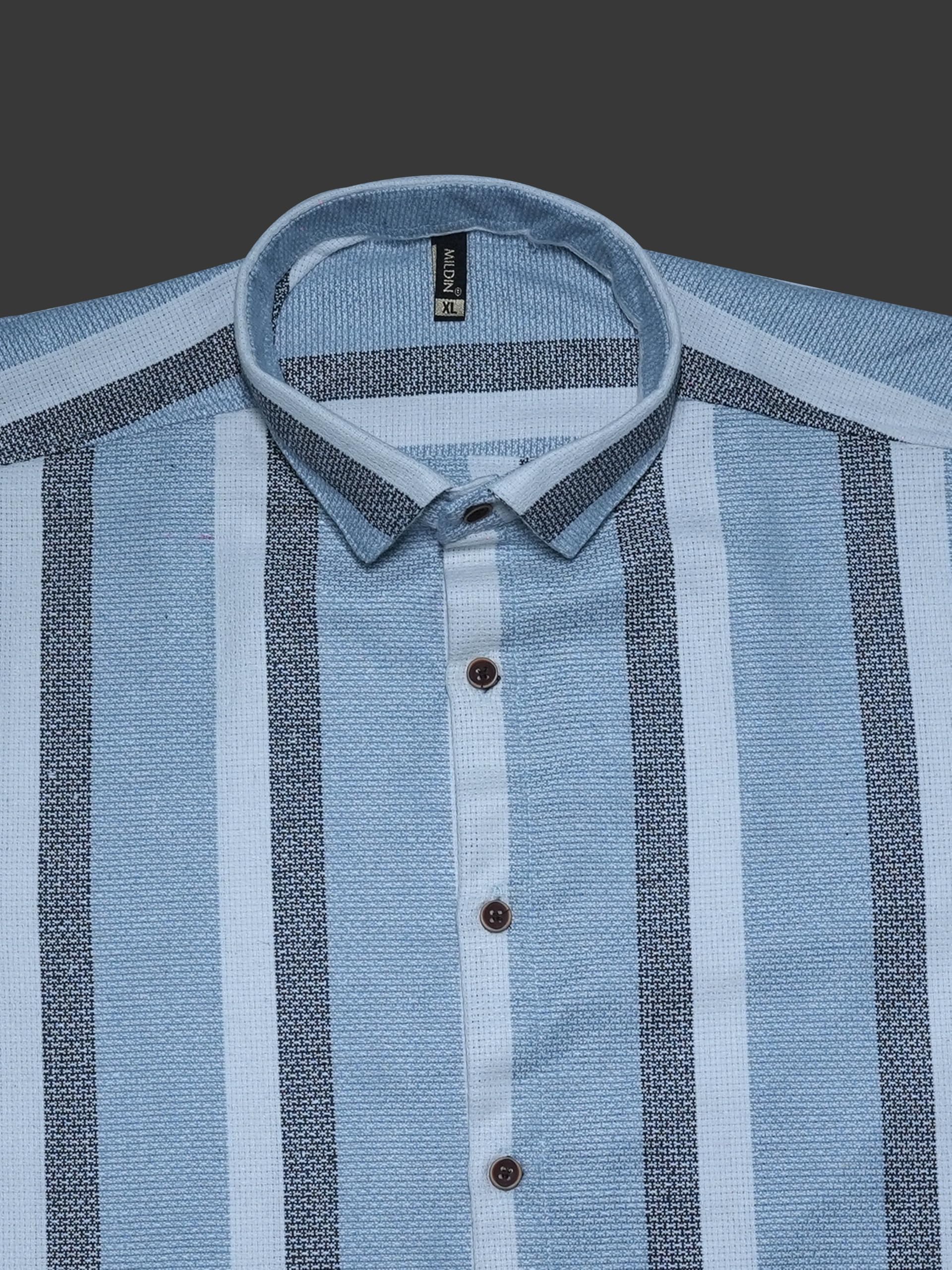 Mildin MenS Black Cotton Striped Casual Shirt - Stylish, Comfortable & Breathable For Everyday Wear, Perfect For Relaxed & Tren