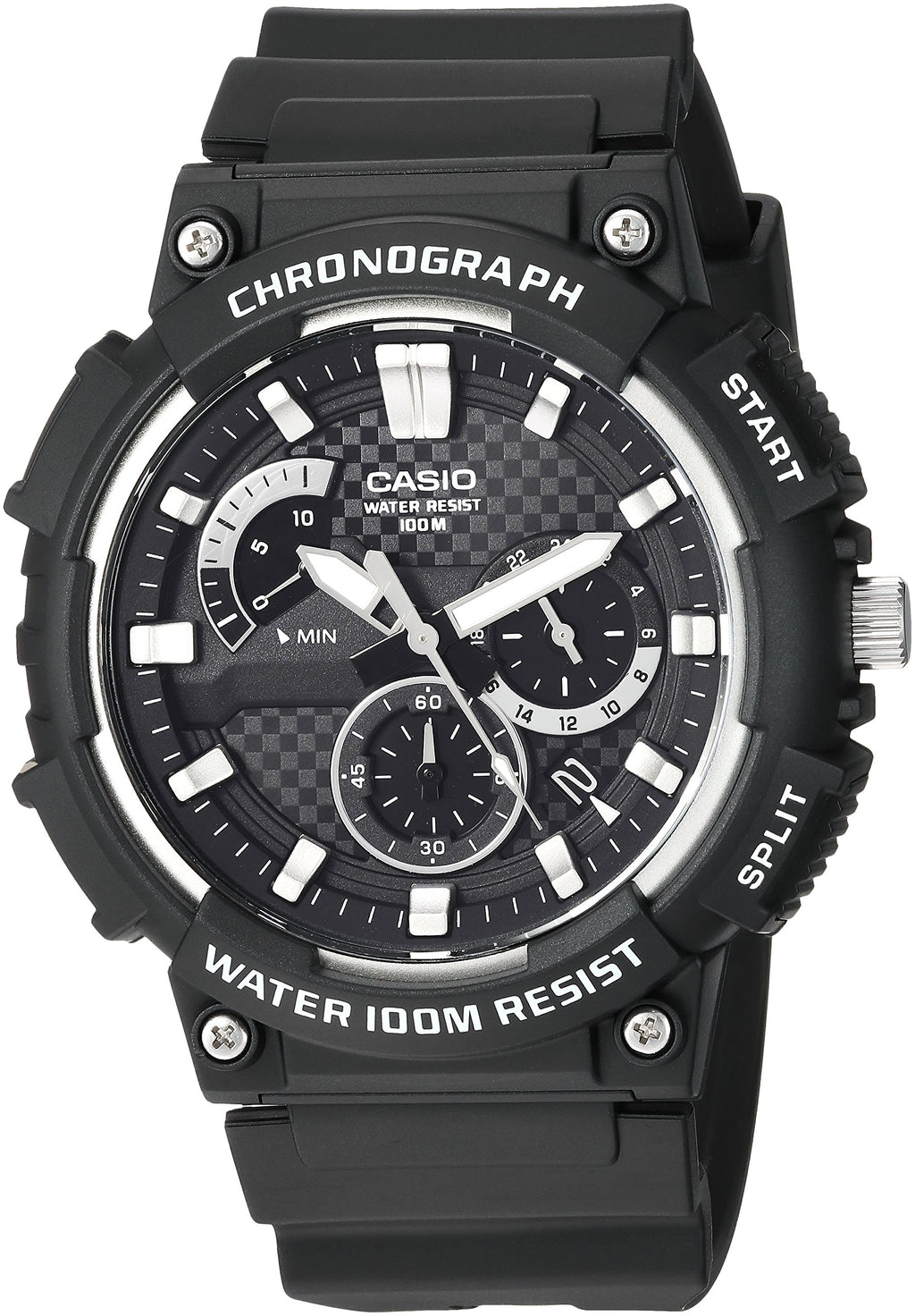 Casio MCW200H Series | Mens Analog Watch | Black/Black |100M WR | Retrograde Chronograph | 1 Second Stopwatch | Date Display | M