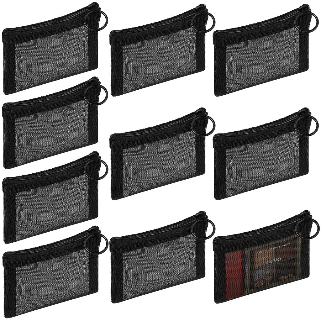 Frienda 10 Pcs Small Zipper Pouch Mini Cosmetic Bags Nylon Mesh Coin Purse Portable Cosmetic Case Storage Bags with Key Holder f
