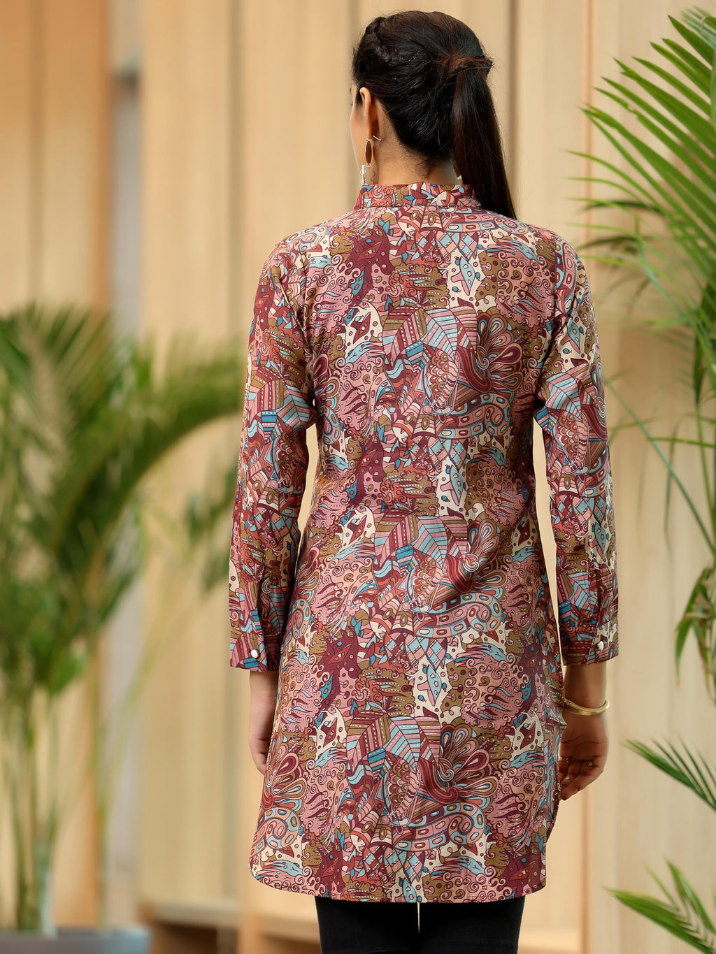 Libas WomenS Silk Blend Printed Straight Kurtis (37210_Mauve