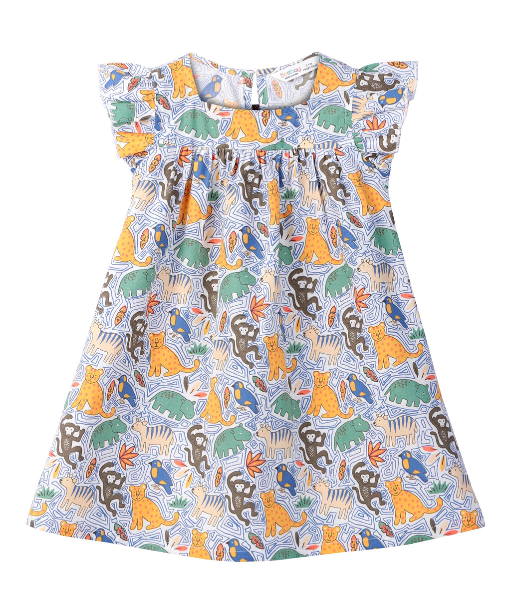 ANIMAL PRINT RUFFLE DRESS MULTI - COL