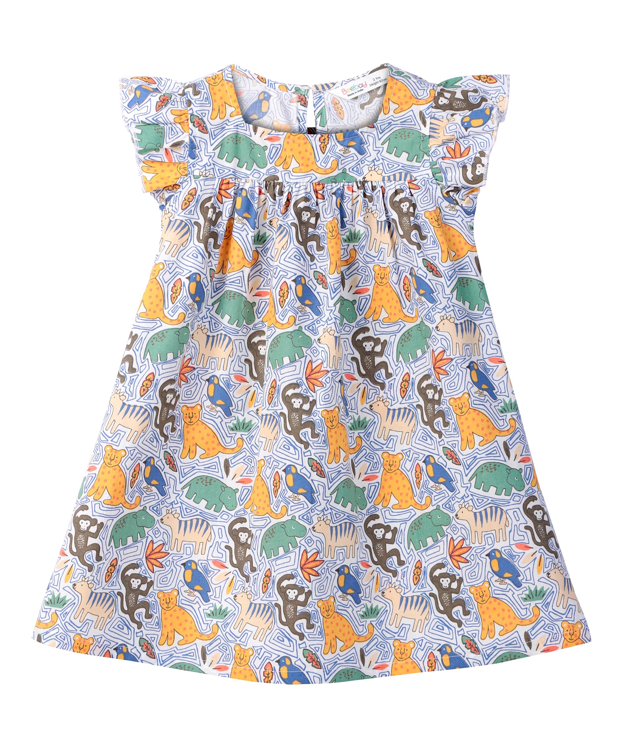 ANIMAL PRINT RUFFLE DRESS MULTI - COL