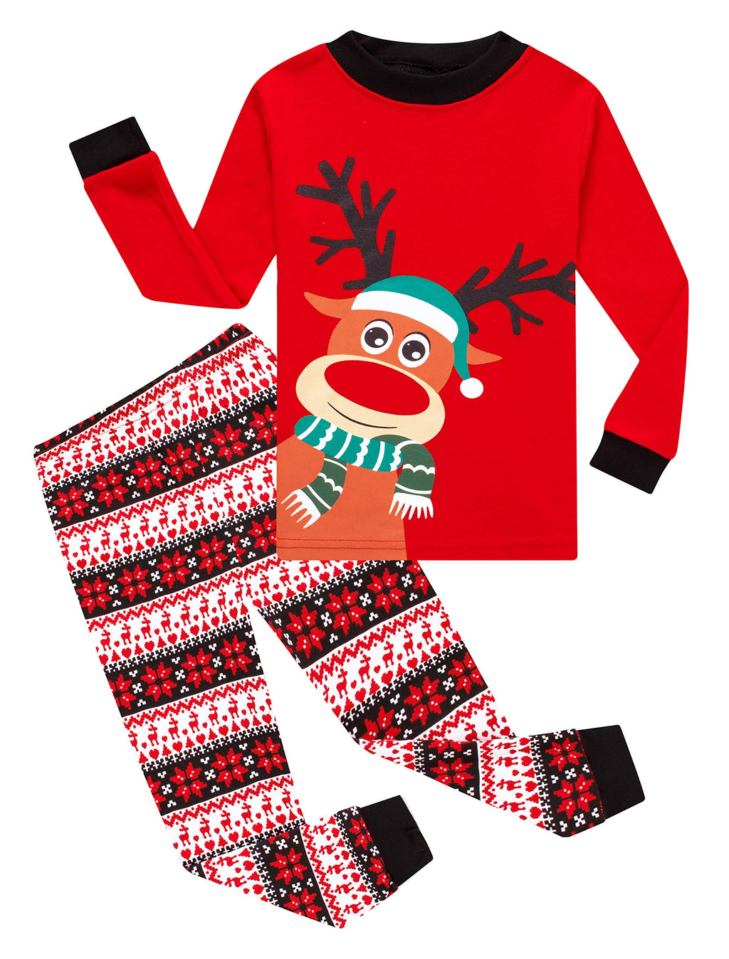 Family Feeling Baby Girls Boys Long Sleeve Christmas Pajamas Sets 100% Cotton Pyjamas Toddler Infant Kids 12-18 Months Reindeer