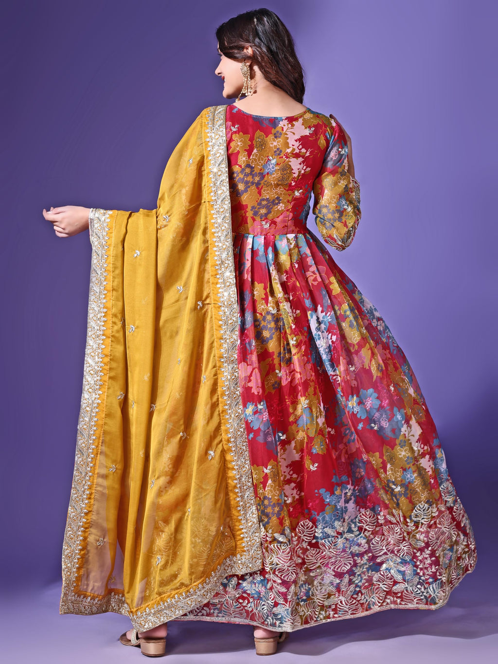 Fashion Basket Russian Silk Printed Dress For Women Pink
