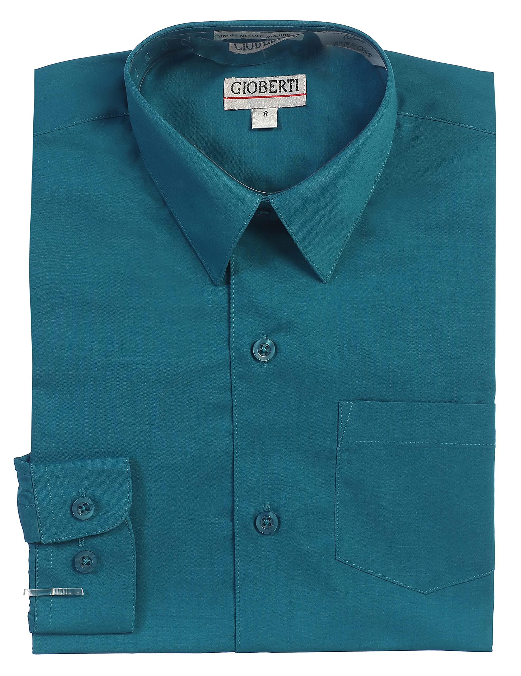 Gioberti Big Boys' Long Sleeve Dress Shirt, Teal Green, 12
