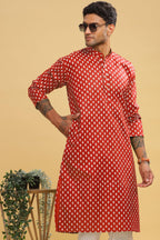 Be Active MenS Cotton Regular Kurta (C-399-3_Red