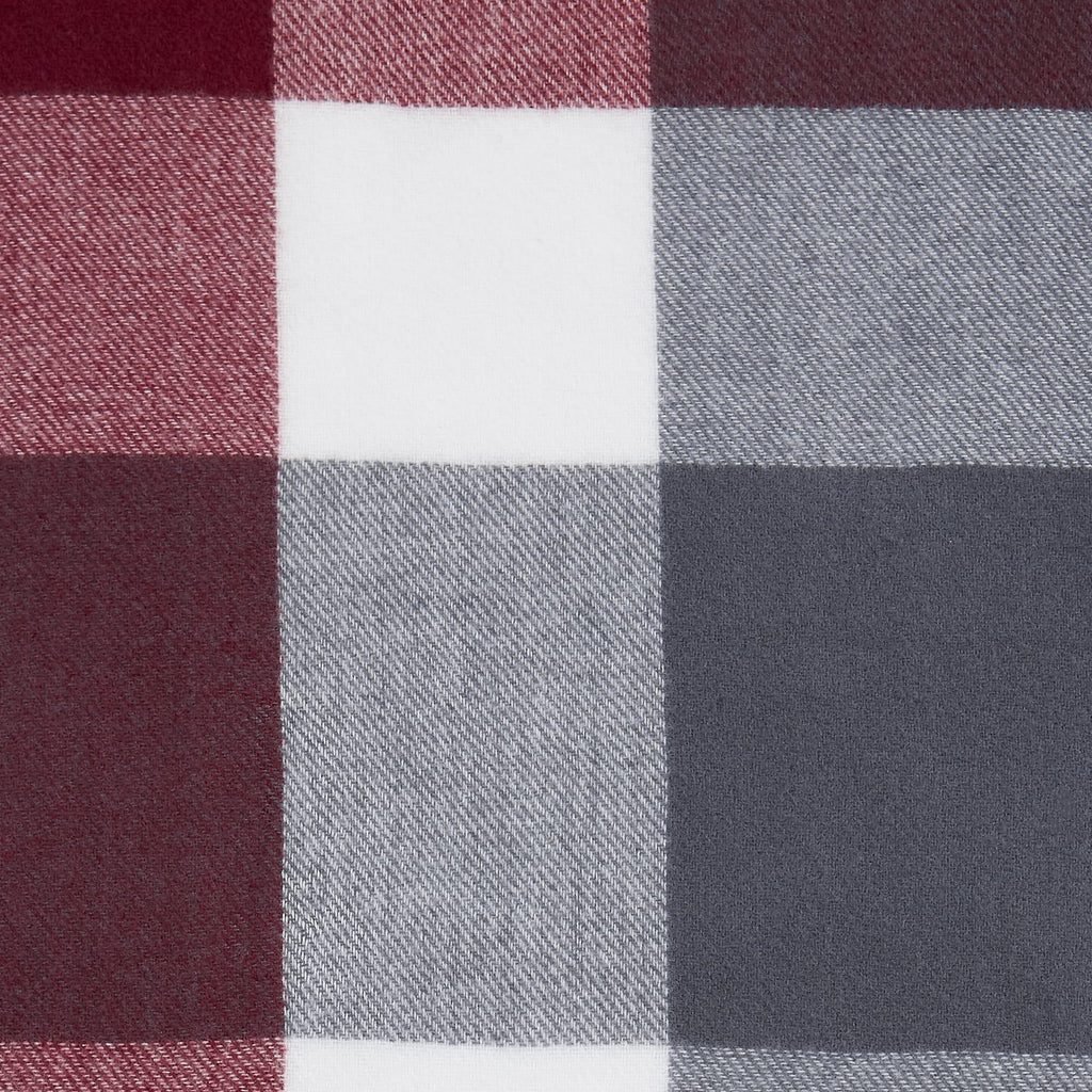 FRINGE PLAID BLANKET SCARF - BURGUNDY & GREY