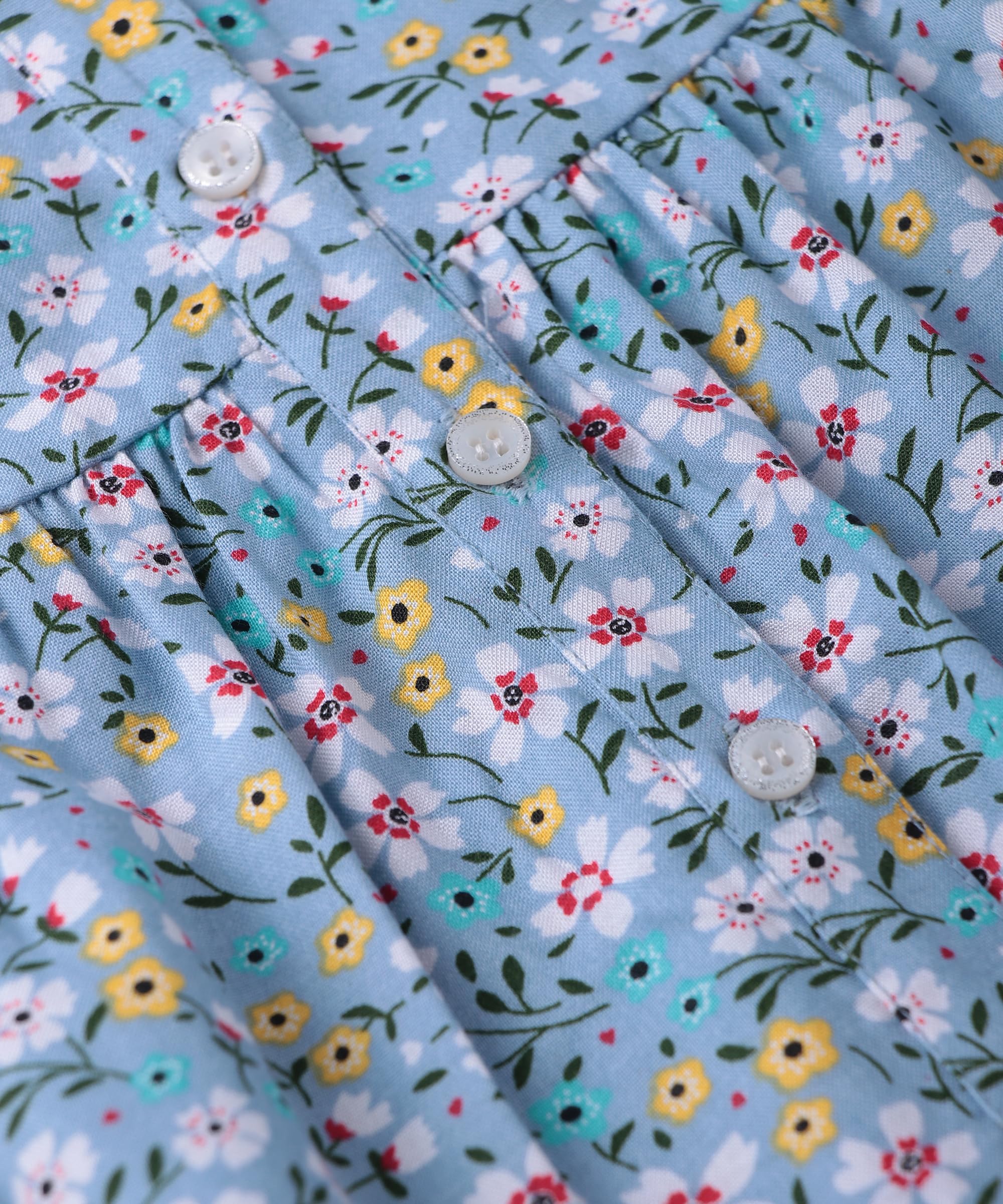Beebay Kids Girls Button -Through Printed A-line Dress Blue