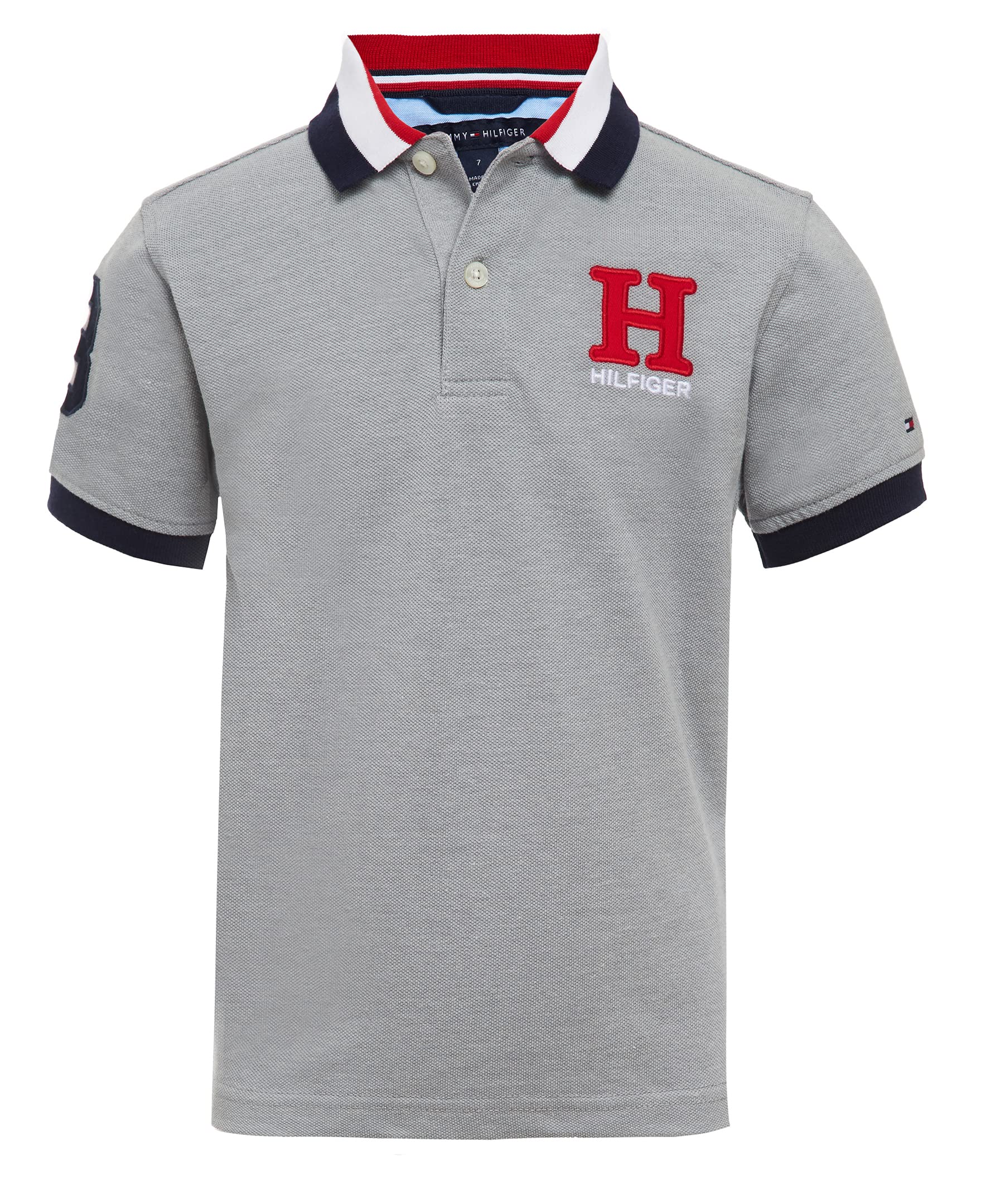 Tommy Hilfiger Boys Short Sleeve Matt Polo Shirt, grey Heather, X-Large