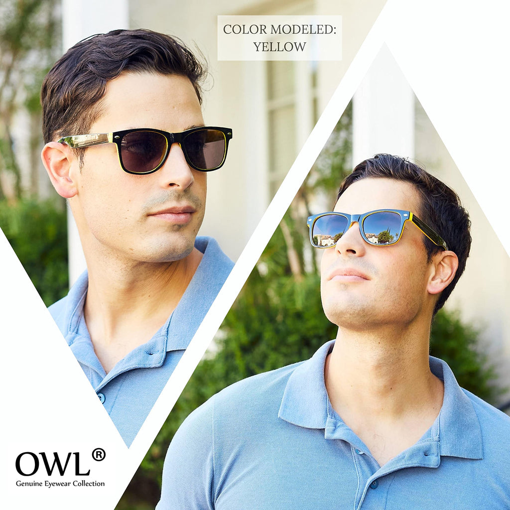 OWL Retro Vintage Two Tone frame Sunglasses 3 Pairs - Red, Blue, White