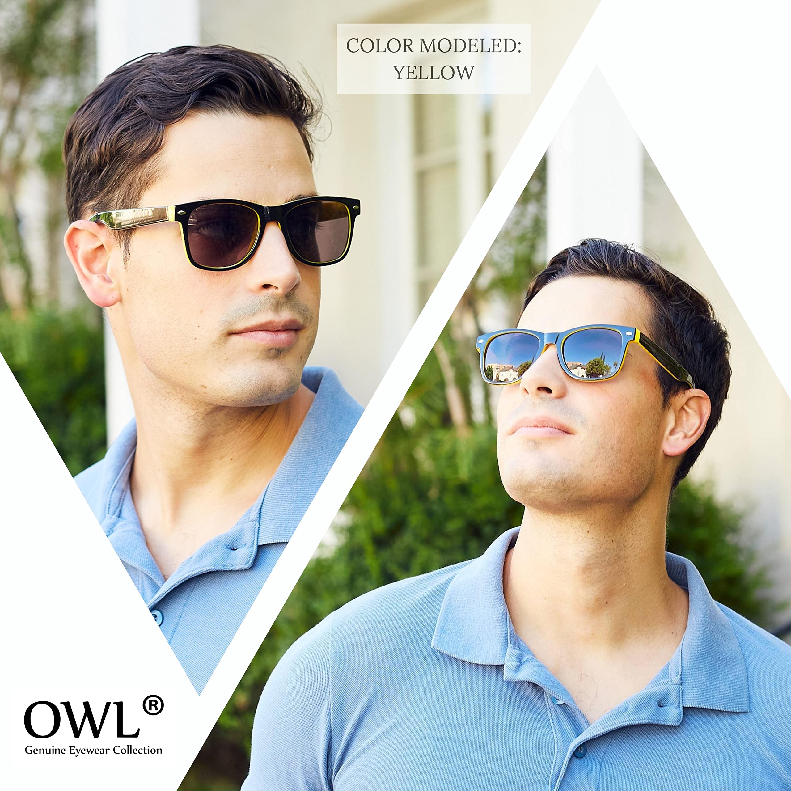 OWL Retro Vintage Two Tone frame Sunglasses 3 Pairs - Red, Blue, White