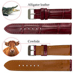 vinacreations 19mm Burgundy Alligator Belly Leather Watch Band Crocodile Strap Men Quick Release Premium Replacement Wristwatch
