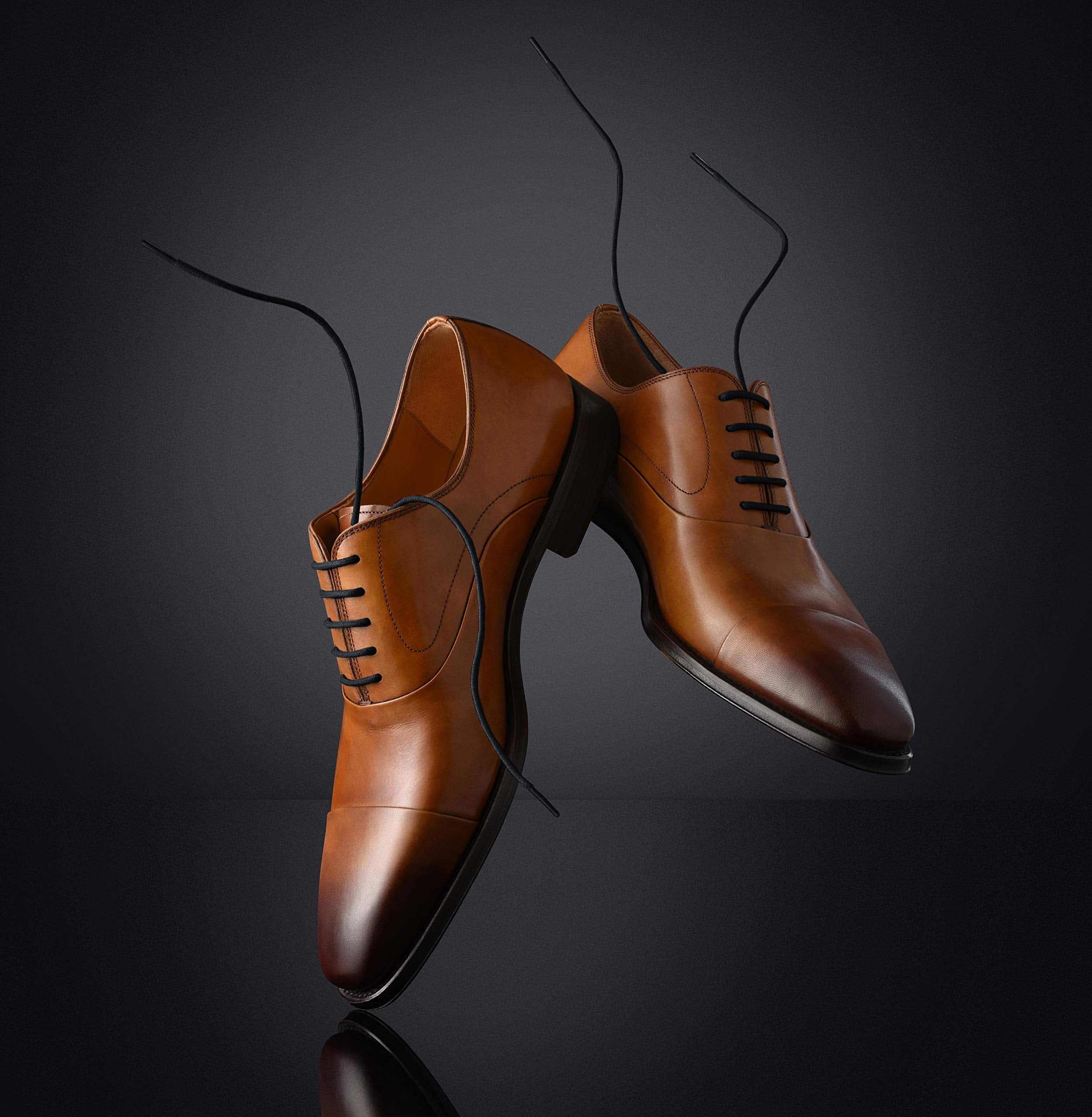 BB BROTHER BROTHER Dress Shoe Laces Black Shoelaces Round Waxed Cotton Oxford (3 Pairs) Thin Shoes Men 36