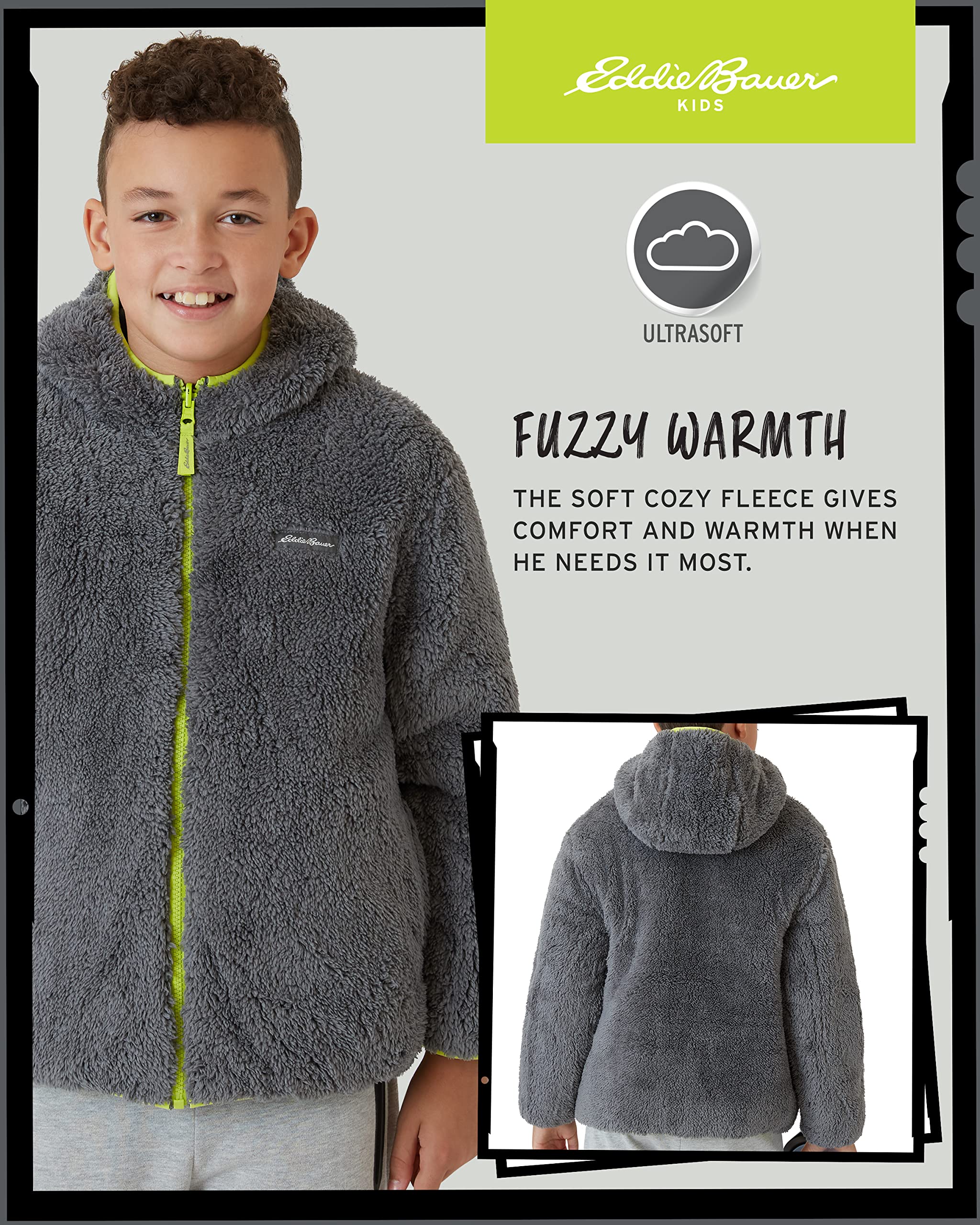 Eddie Bauer Boys' Reversible Jacket - Deer Harbor Waterproof Lightweight Puffer Coat with Faux Shearling Lining (5-20), Size 14-