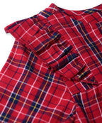 Beebay Kids Girls Shoulder Frill Check Dress RED
