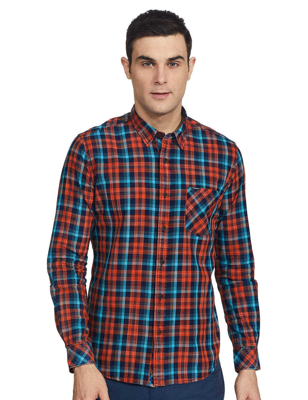 Pepe Jeans MenS Checkered Slim Fit Casual Shirt (Pm306599_Red M)
