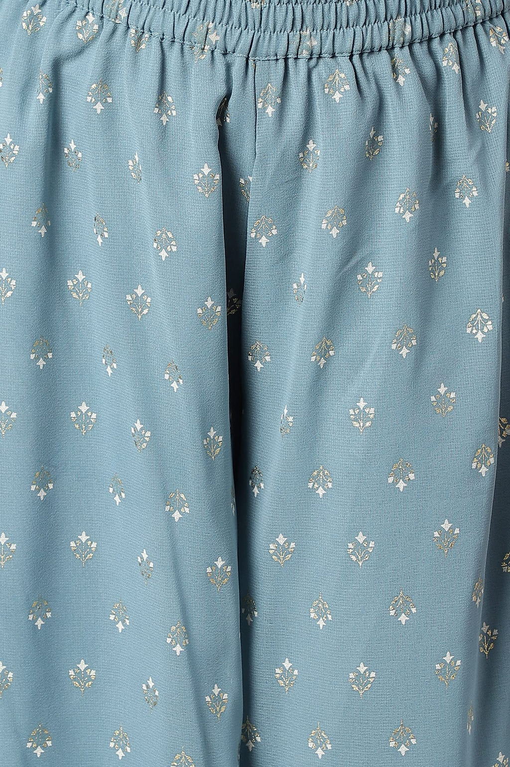 Aurelia Women'S Polyester Mist Embroidered Crop Top With Palazzo And Drape