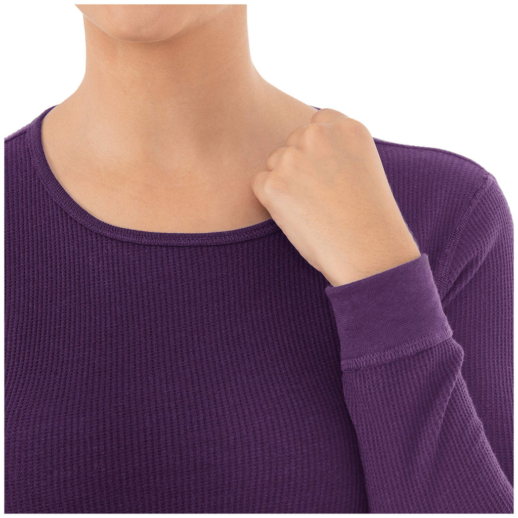 Fruit of the Loom Women's Micro Waffle Premium Thermal Set, Violet, Small