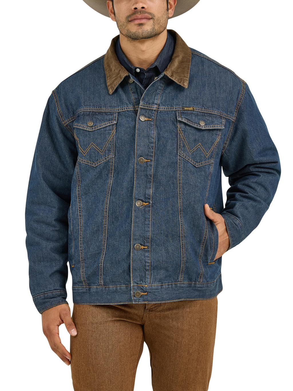 Wrangler Men's Style Cowboy Cut Western Lined Jacket, Denim/Blanket, Small