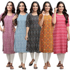 Pinkmint Womens Crepe Digital Print Straight Kurta (347-331-373-333-328-XXL) [Pack of 5]