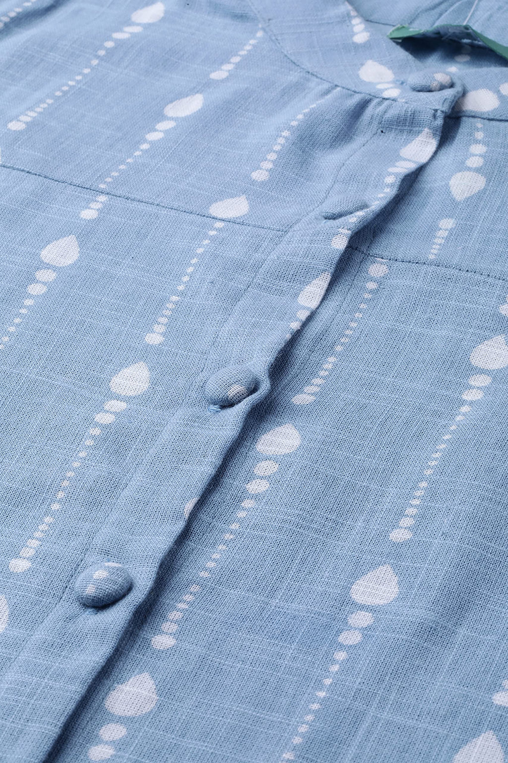 See Designs Women Blue & White Khari Print Straight Kurta