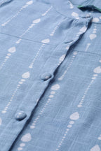 See Designs Women Blue & White Khari Print Straight Kurta